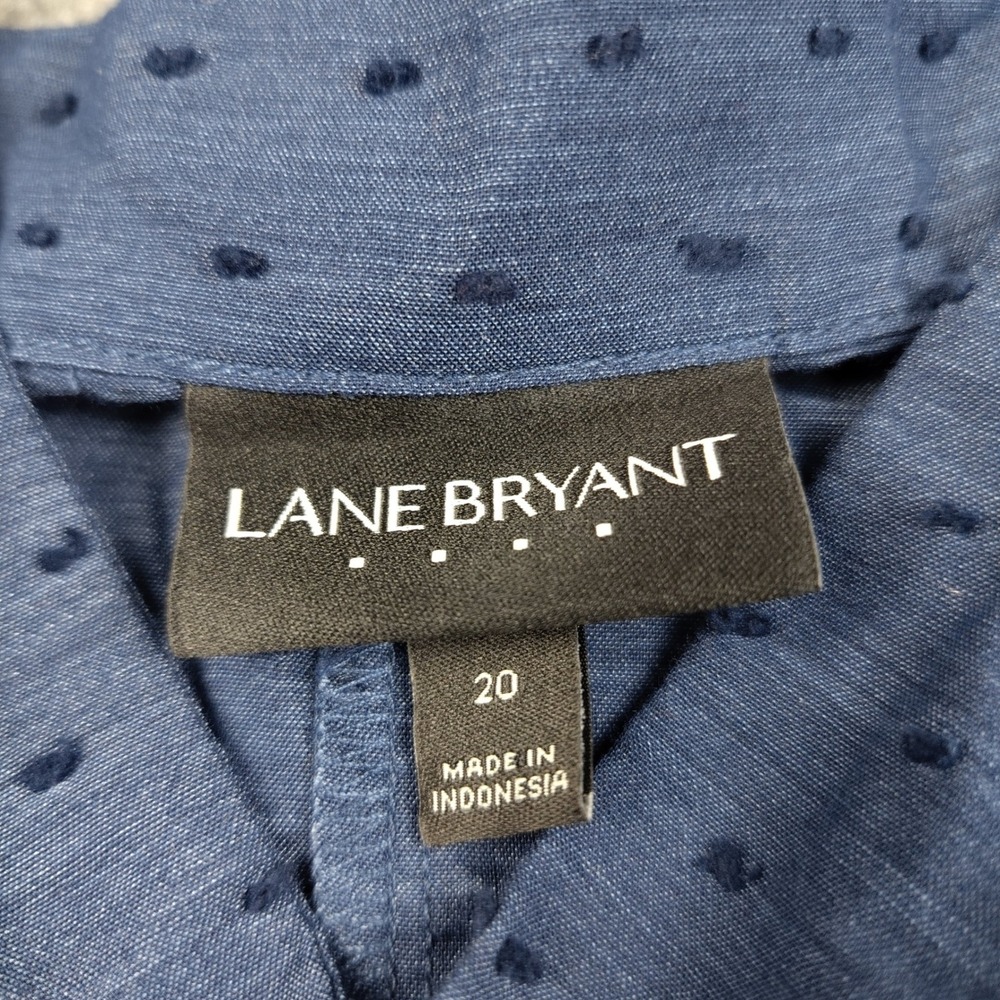 Lane Bryant Tank Top Sz 20 Womens Clip Dot Empire Waist Peplum Navy Blue EUC - Picture 4 of 6
